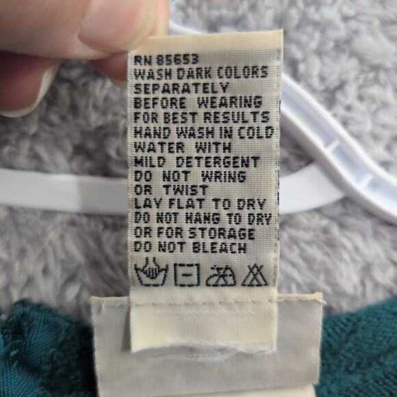 Vintage Napa Studio Short Sleeve Pointelle Knit Sweater Womens XL Soft Cozy Teal - Picture 3 of 10